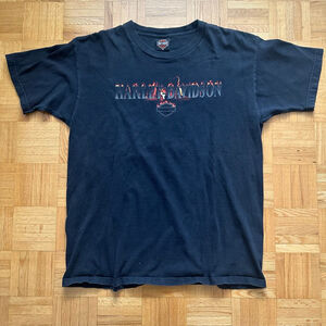 Vintage Harley Davidson Shirt Mens Black Y2K Flames Tee Barrie Canada